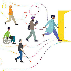 A group of people in a circle.